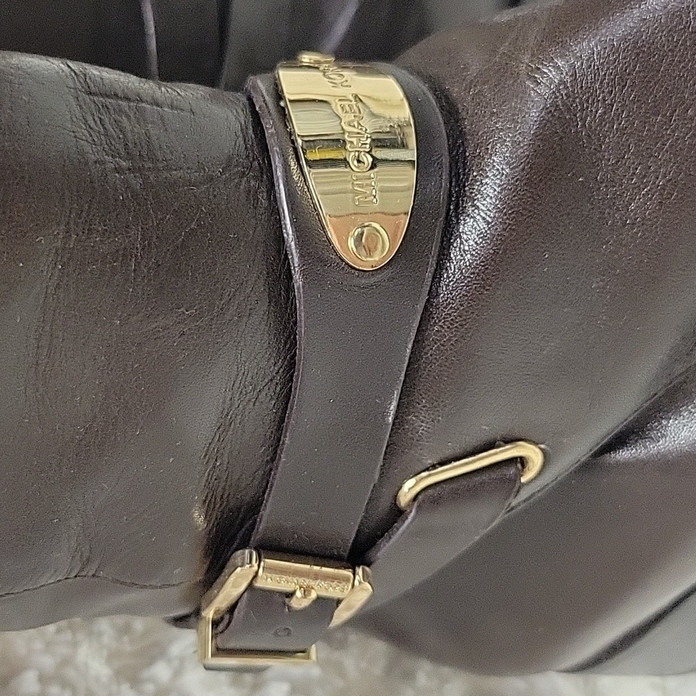 Michael Kors Leather Knee-High Riding Zip-Up Boots in Brown, Size 81/2M - Picture 2 of 5
